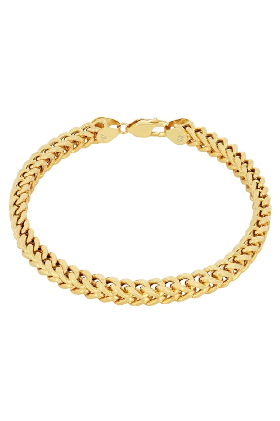 10k Real Yellow Gold Franco Square 6mm Box Chain Wheat Chain Bracelet (7.5"-9") Italian Jewelry for Men