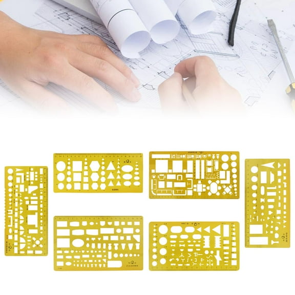 ural Drafting Tools Set, Templates Furniture Kitchen, Building, Interior Design Drawing , Geometry Measuring Template Ruler , 6 Pieces