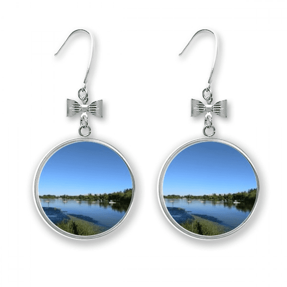 urban lake photography art deco fashion bow earrings drop stud pierced hook