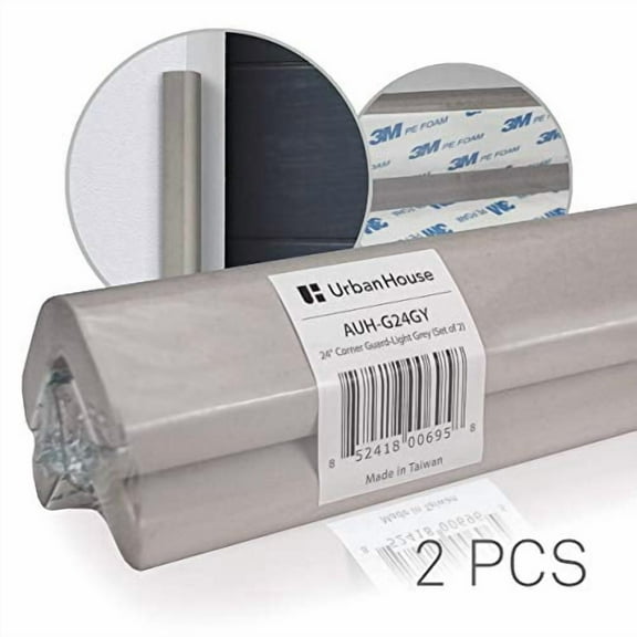 urbanhouse (2-Pack High-Density Corner Guard Edge Protector & Bumper for Parking Garages, Workshops, Baby Proofing Walls and Furniture - Neutral Grey, 24 Inches.