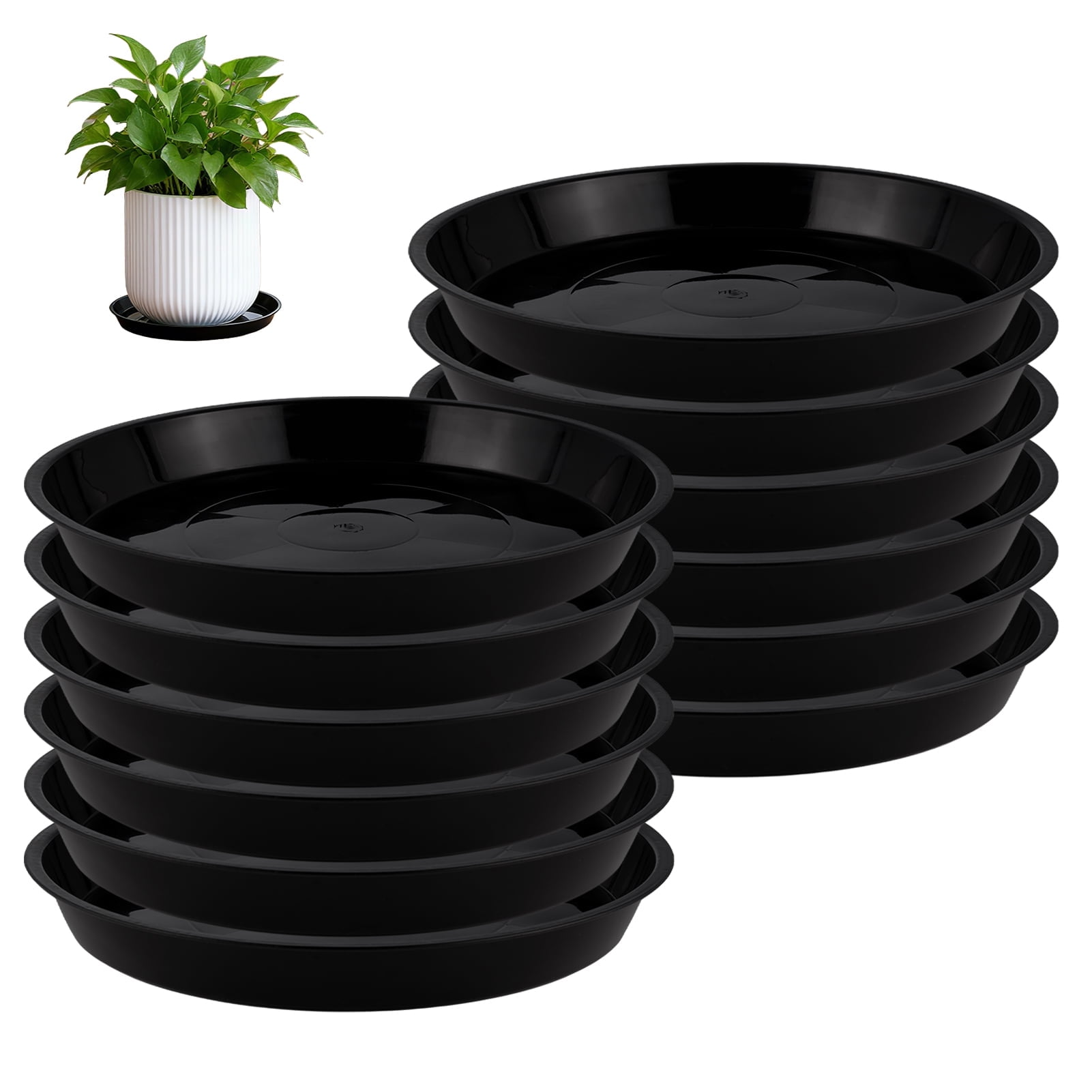 urorentea 12 Pack Plastic Plant Saucers, 12 inch Durable Plant Pot Trays, Plastic Flower Plant Pot Saucers Drip Tray for Indoors Outdoors