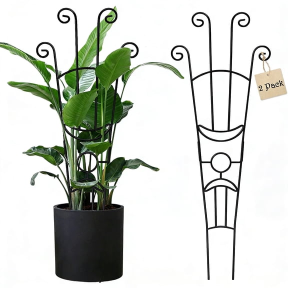 urorentea 2 Pack Metal Plant Trellis for Climbing Plants, 32.6" Stackable & Expandable Garden Trellis for Potted Plants, Sturdy Houseplant Support for Ivy, Vines and Roses