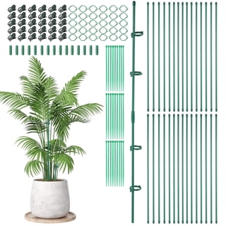 urorentea 30 Pack Plant Support Stakes, 17" Height Adjustable Garden Stakes Kit with Clips, Connectors & Ties, Durable Plant Support Kit for Indoor/Outdoor Orchid, Tomato, Flowers