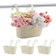 thumbnail image 1 of urorentea 3Pcs Metal Hanging Flower Pots for Outdoor Plants, Iron Railing Planter with Detachable Hooks and Drain Holes, Hanging Pots Fence Planters for Railing Garden Fence Balcony (milky white), 1 of 7