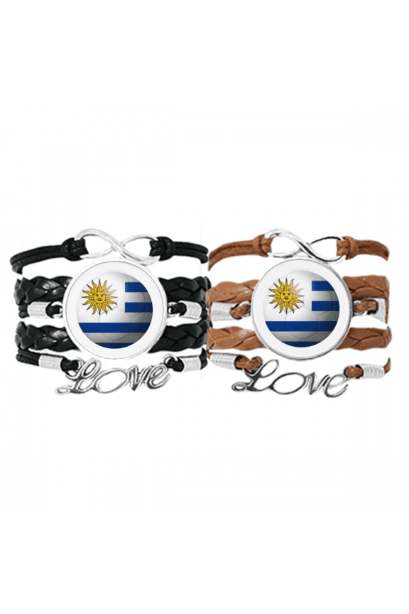 uruguay national flag soccer football bracelet hand strap leather wristband double set