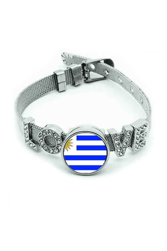 uruguay national flag south amecountry bracelet wristband crystal love adjustable bangle