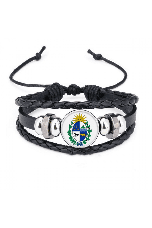 uruguay south amenational emblem bracelet braided leather woven wristband