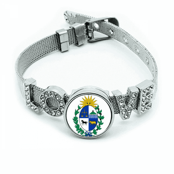 uruguay south amenational emblem bracelet wristband crystal love adjustable bangle