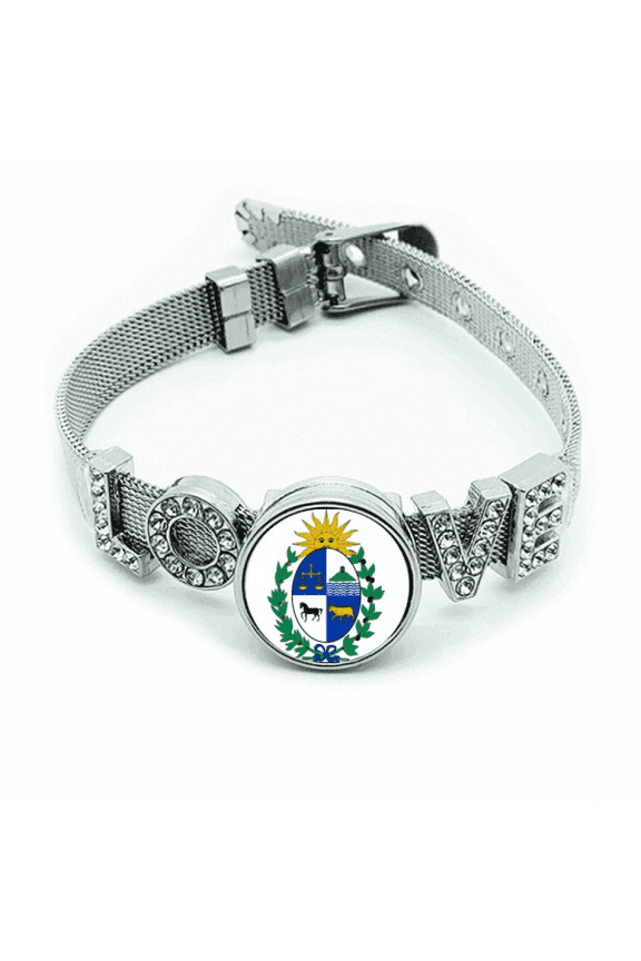 uruguay south amenational emblem bracelet wristband crystal love adjustable bangle