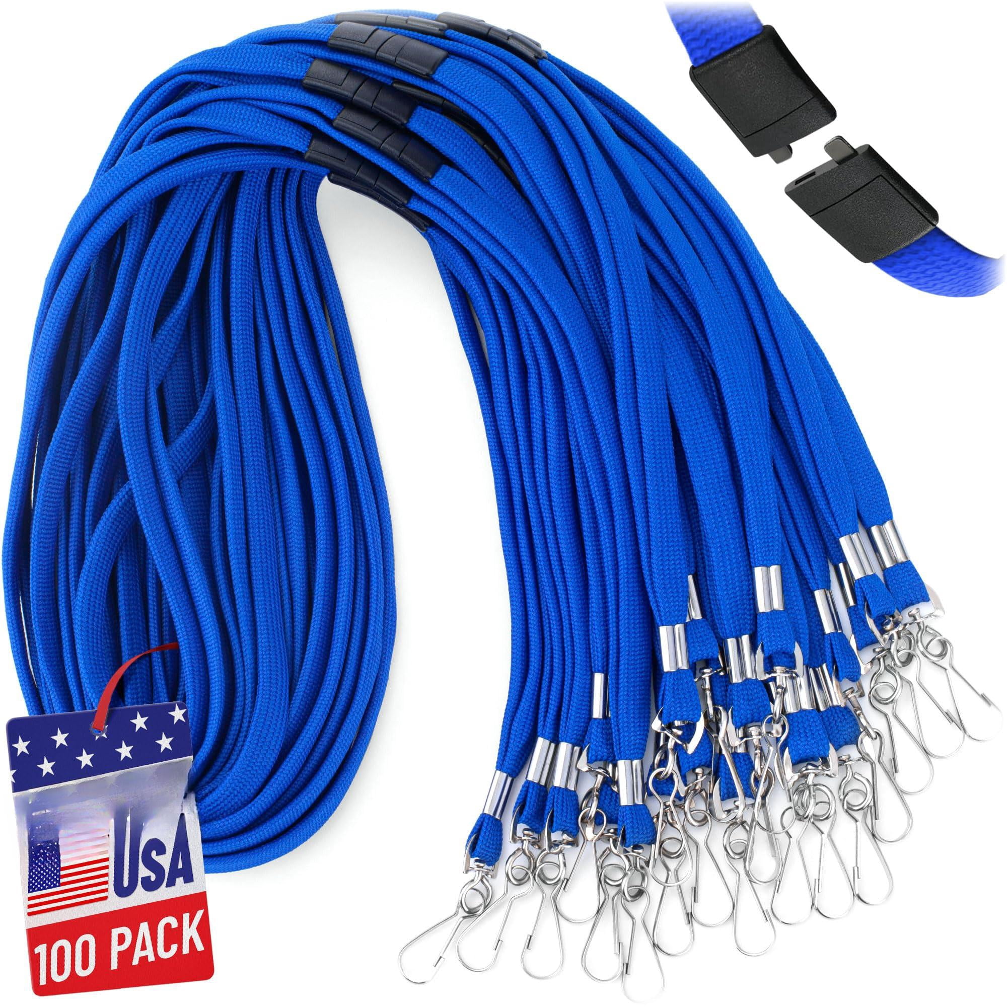 -usa Flat Breakaway Safety Lanyard For Id Badges (blue  36 Inch 100 Pack) Soft Woven Neck Line