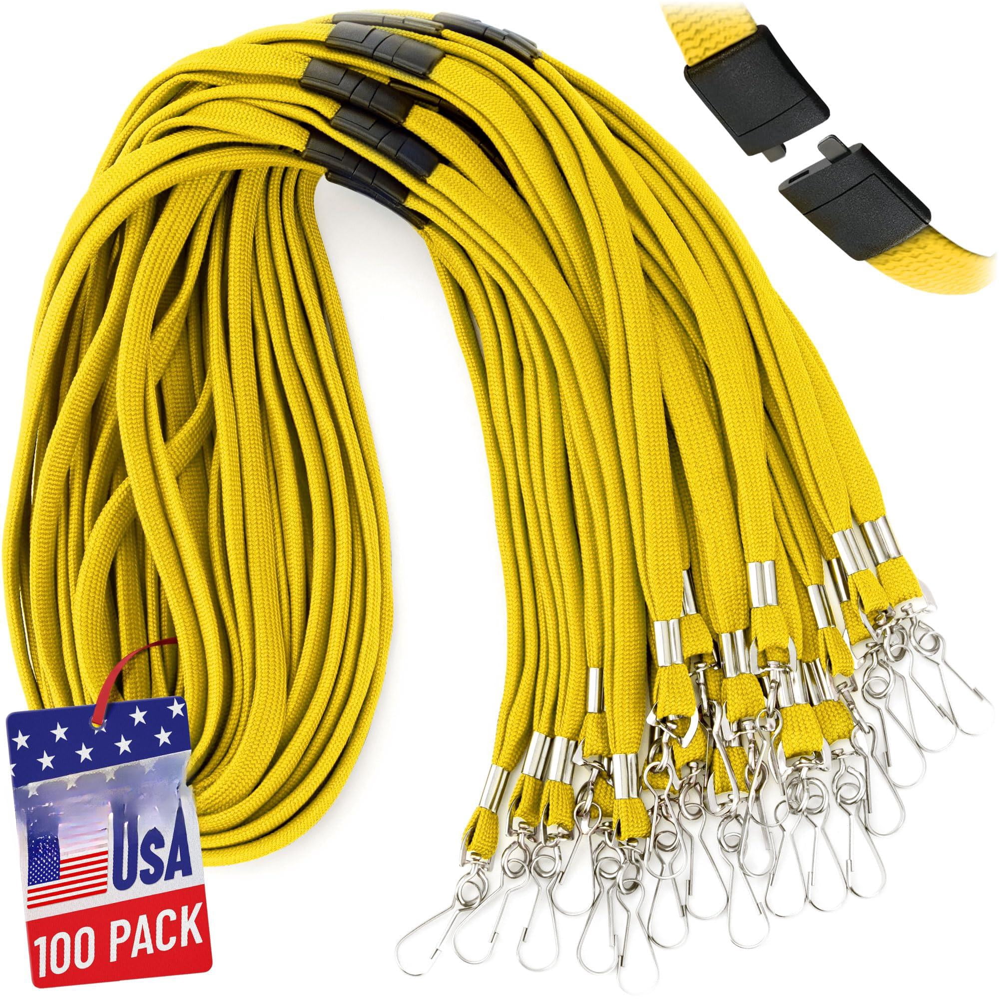 -usa Flat Breakaway Safety Lanyard For Id Badges (yellow  36 Inch 100 Pack) Soft Woven Neck Line