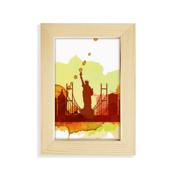 usa amenew york city watercolor desktop display photo frame picture art painting 5x7 inch
