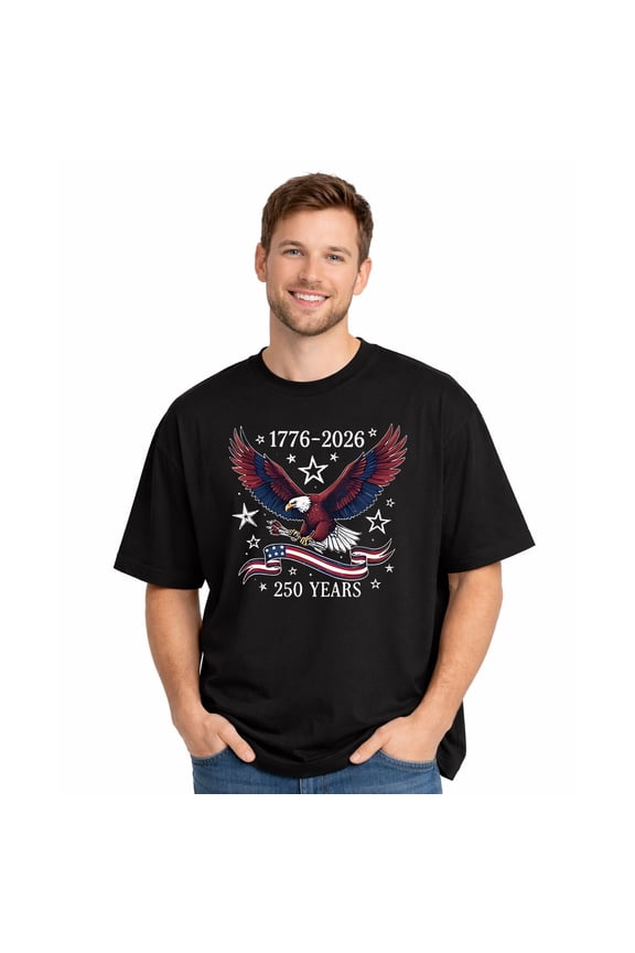 usa eagle anniversary Patriotic American 250th Anniversary Commemorative T-shirt 1776–2026 Adult T-shirt, Soft Pure Cotton Short Sleeve Independence Day Graphic T-shirt