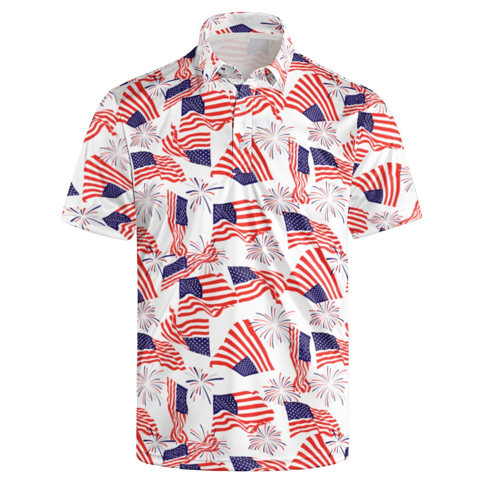 usa flag Golf Shirts for Men Outfit Dry Fit Performance Rave Outfit ...