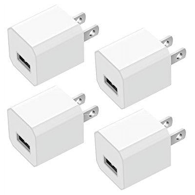usb wall charger, certified power gadgets ac usb 5w 1a mini universal  portable travel power adapter high speed 1.0a output for iphone ipad  samsung galaxy htc lg ipod nokia (4 pack) white 