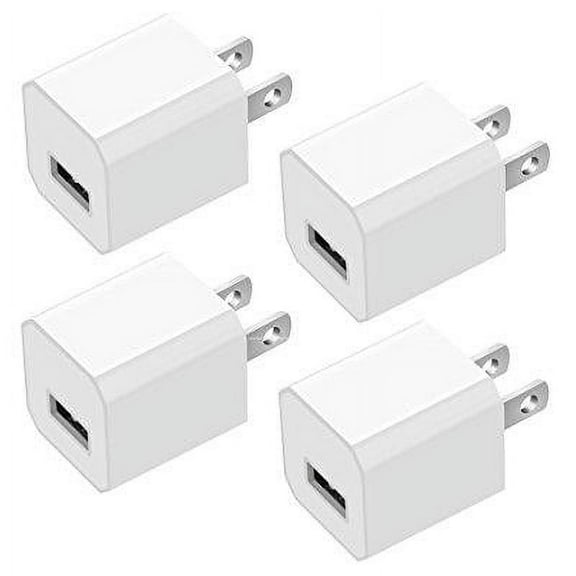 usb wall charger, certified power gadgets ac usb 5w 1a mini universal portable travel power adapter high speed 1.0a output for iphone ipad samsung galaxy htc lg ipod nokia (4 pack) white
