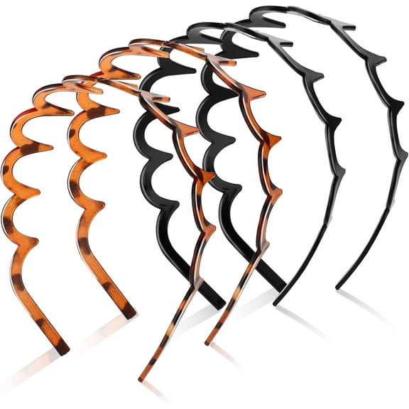 usheng 4 PCS Zig Zag Headbands, Plastic Shark Tooth Hair Comb Hairband, Comfort Wavy Toothed Hairband, Headwear Hair Hoop Accessory for Women Men Girls