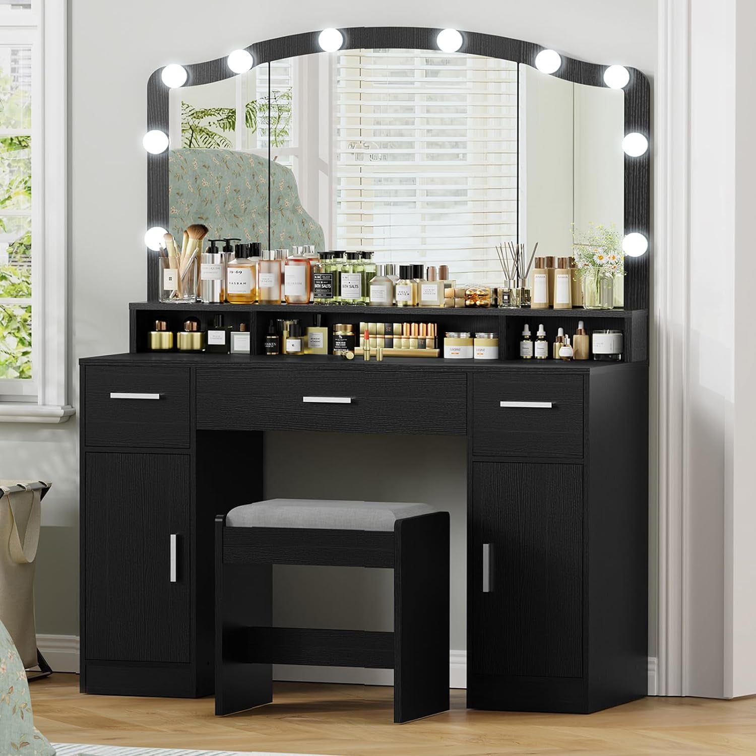 usikey Makeup Vanity with Lights, Vanity Desk, Makeup Vanity Table with ...