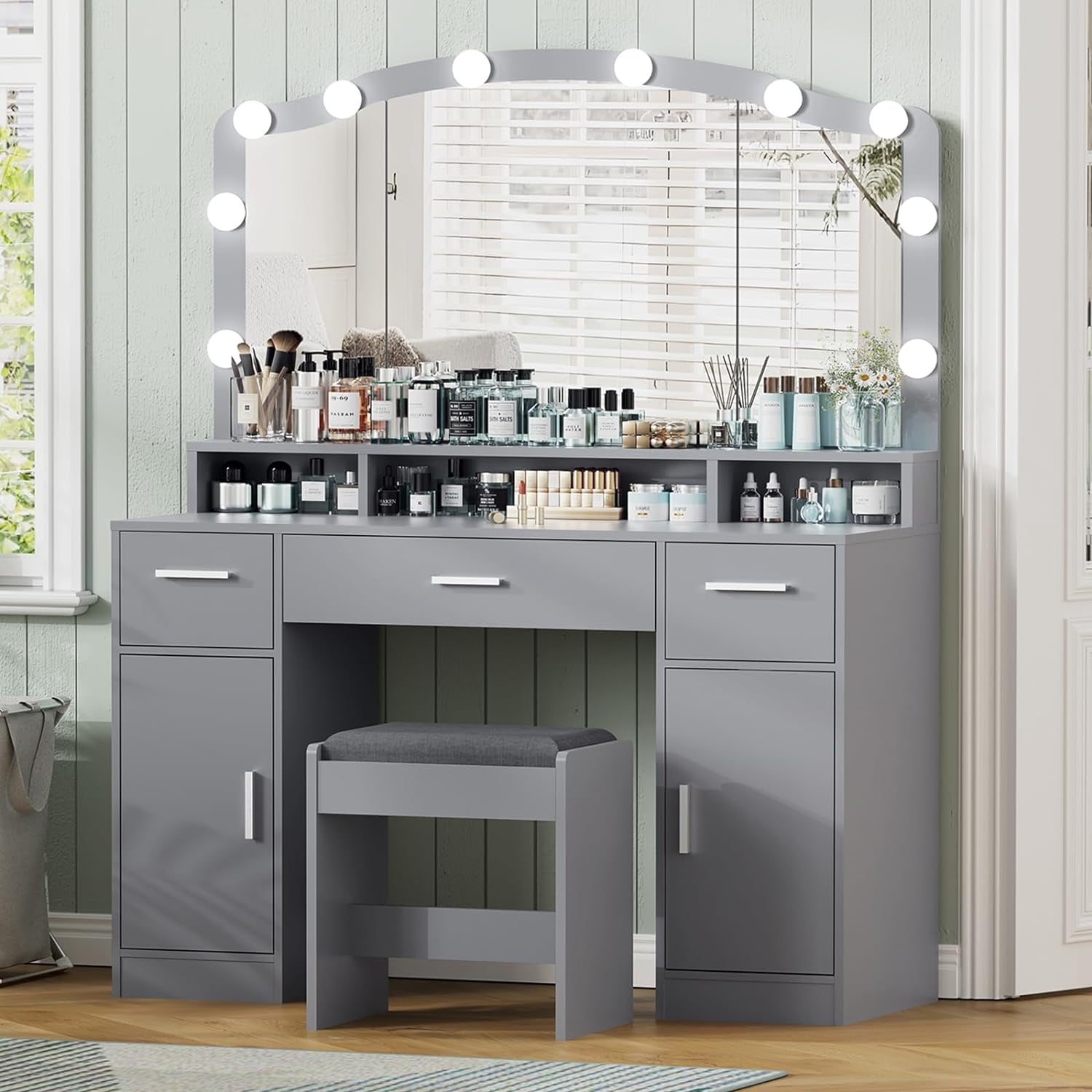 usikey Makeup Vanity with Lights, Vanity Desk, Makeup Vanity Table with ...