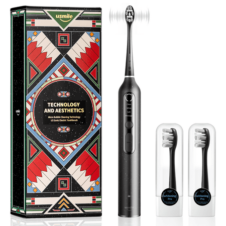 usmile Electric Toothbrush, Sonic Electric Toothbrush for Adult with LED Display, 3 Intensity Levels & 4 Cleaning Modes, Built-in Timer, IPX7 Waterproof, Battery Last Up to 180 Days, U3 Black