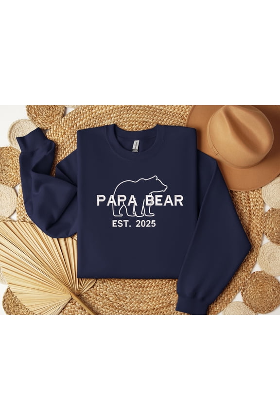 ustom Papa Bear Embroidered T-Shirt – EST Year Stitch Tee, Dad Shirt, New Dad Gift, Father’s Day Hand Embroidered Tee