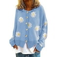 thumbnail image 1 of utcoco 90s Women's Vintage Daisy Flower Autumn and Winter Cardigan Sweater, 1 of 2