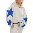 thumbnail image 1 of utcoco Star Patches Crew Neck Long Sleeve Sweatshirt for Women, 1 of 4