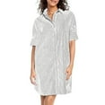 thumbnail image 1 of utcoco Women Summer Casual Loose Fit Short Sleeve Striped Shirt Dress, 1 of 2