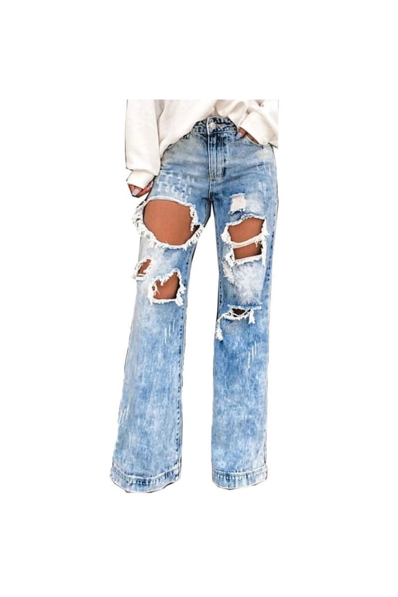 Baggy Distressed Ripped Jeans Women's