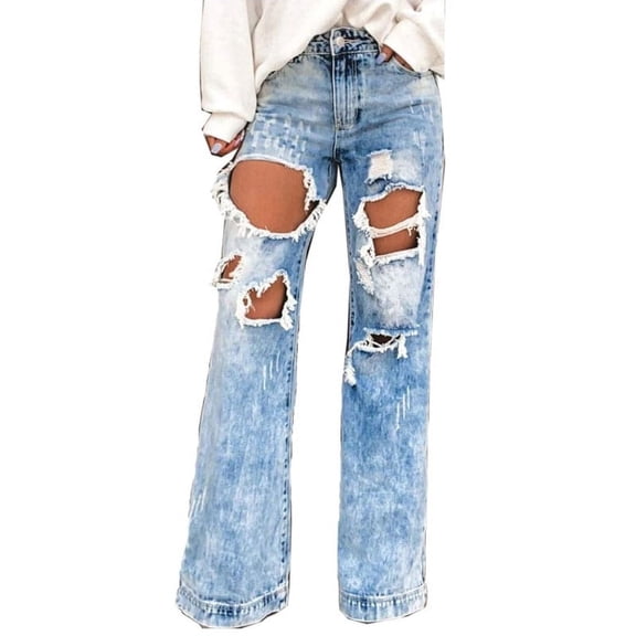 utcoco Boyfriend Distressed Ripped Mid Rise Jeans Women's