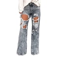 thumbnail image 1 of utcoco Boyfriend Distressed Ripped Mid Rise Jeans Women's, 1 of 4