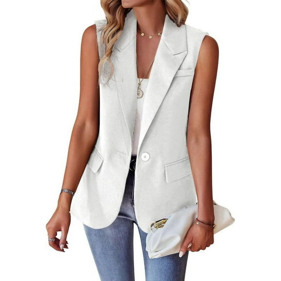 utcoco Women's Casual Business Sleeveless Blazer Vest with Pockets