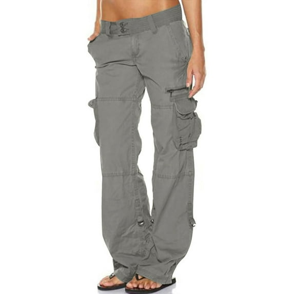 utcoco Women's Casual Cargo Pants Multiple Pockets Loose Straight Leg Pants