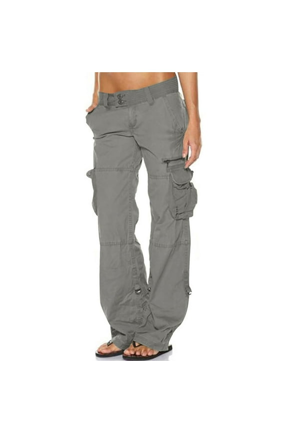 Women's Casual Cargo Pants Multiple Pockets Loose Straight Leg Pants