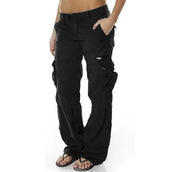 utcoco Women's Casual Cargo Pants Multiple Pockets Loose Straight Leg Pants