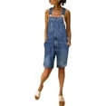thumbnail image 1 of utcoco Women's Casual Distressed Denim Shorts Overalls Dark Blue-M, 1 of 4