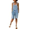 thumbnail image 1 of utcoco Women's Casual Distressed Denim Shorts Overalls Light Blue-XS, 1 of 4