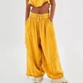 thumbnail image 1 of utcoco Women's Casual Loose Fit Linen Stitching Wide Leg Pants, 1 of 4