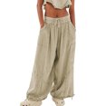 thumbnail image 1 of utcoco Women's Casual Loose Fit Linen Stitching Wide Leg Pants, 1 of 4