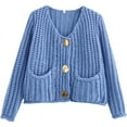 thumbnail image 1 of utcoco Women's Chunky Knit Cropped Long Sleeve Cardigans, 1 of 3