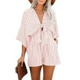 thumbnail image 1 of utcoco Women's Half Sleeve Striped Jumpsuits Casual Rompers, 1 of 4