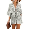 thumbnail image 1 of utcoco Women's Half Sleeve Striped Jumpsuits Casual Rompers, 1 of 4