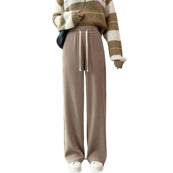 utcoco Women's High Waisted Corduroy Pants Casua lDrapey Wide Leg Pants