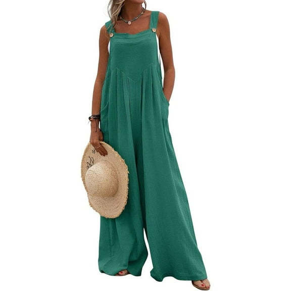 utcoco Women's Loose Sleeveless Wide Leg Jumpsuit Overalls Adjustable Shoulder Strap Overalls