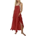 thumbnail image 1 of utcoco Women's Summer Laced Bib Overall Dress Adjustable Straps Sleeveless Maxi Dress, 1 of 4