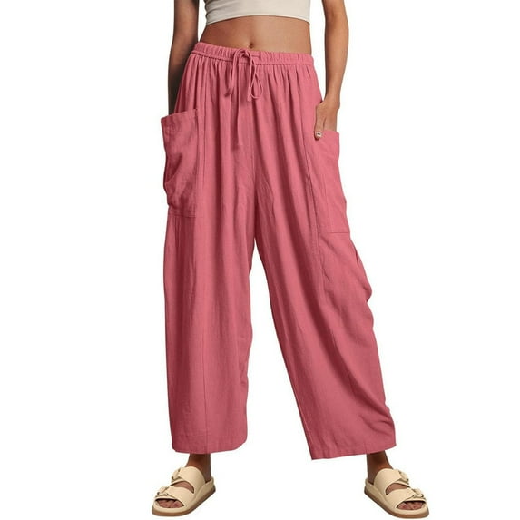 utcoco Womens Casual Loose Fit Pants Drawstring Wide Leg Harem Pants