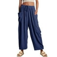 thumbnail image 1 of utcoco Womens Casual Loose Fit Pants Drawstring Wide Leg Harem Pants, 1 of 4