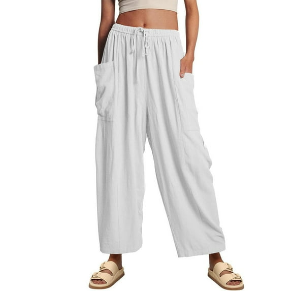 utcoco Womens Casual Loose Fit Pants Drawstring Wide Leg Harem Pants
