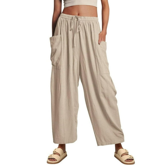 utcoco Womens Casual Loose Fit Pants Drawstring Wide Leg Harem Pants