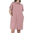 thumbnail image 1 of utcoco Womens Cotton Linen Button Down Shirt Dress, 1 of 4